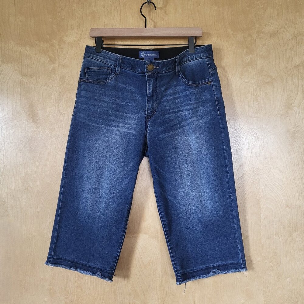 Democracy Ab Solution Distressed Denim Bermuda Shorts Size 12 NWOT